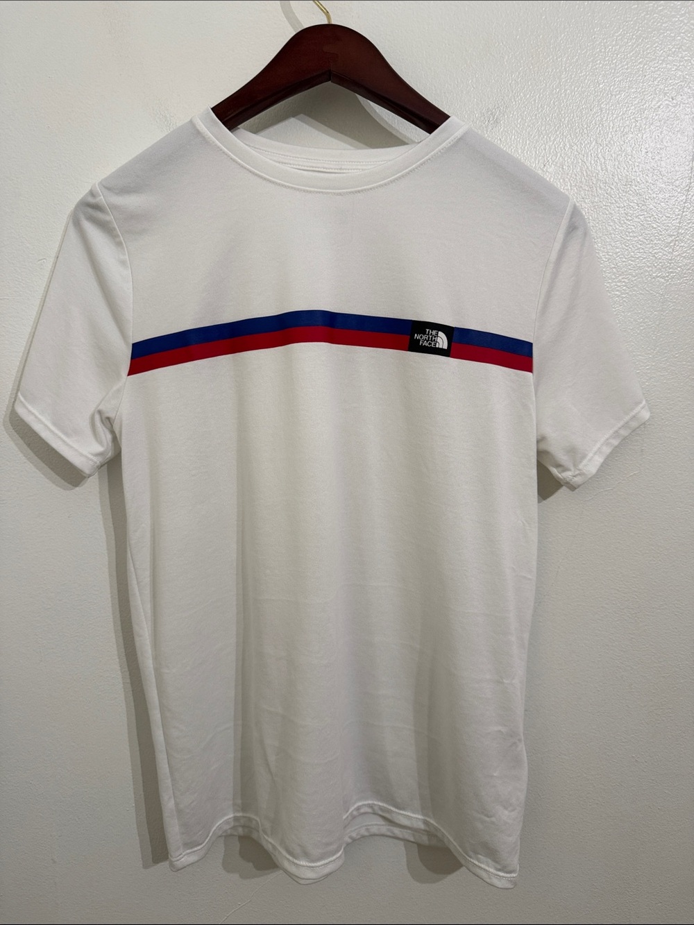 The North Face Shirt Womens Small White with Red Blue Stripe